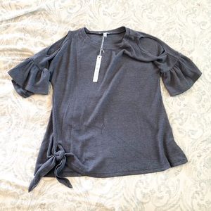 New blue/grey waffle knit top size medium